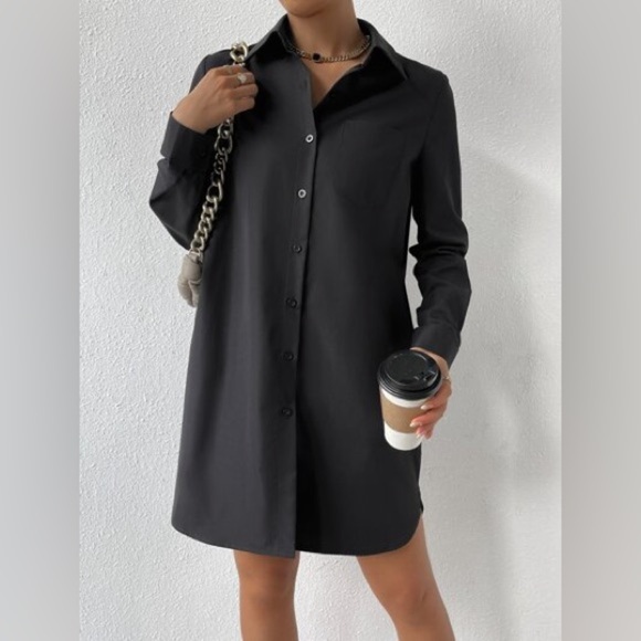 Abercrombie & Fitch Dresses & Skirts - Abercrombie & Fitch Black Long Sleeve Button Up Shirt Dress Like New Sexy XS